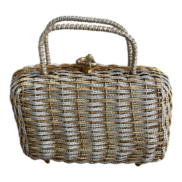 KORET Woven Golden and Silver Metallic Top Handle Handbag Vintage 60’s - Picture 15 of 15